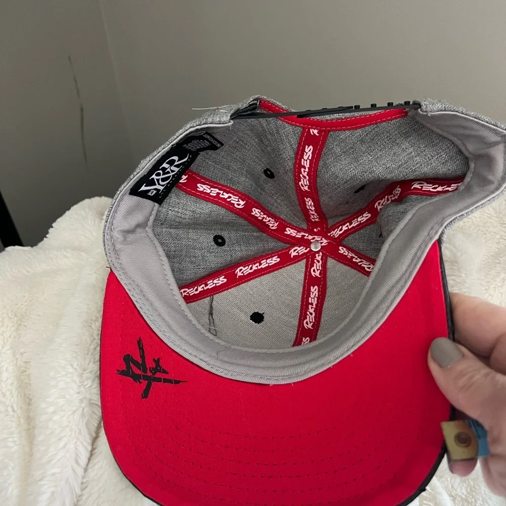 Gray and Black Reckless Snapback Hat
